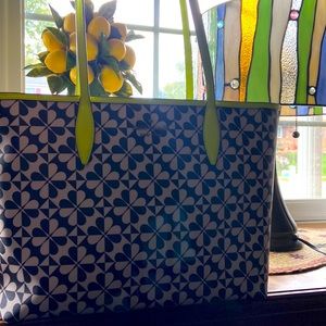 Kate Spade: Hollie Spade clover neon trim large tote
